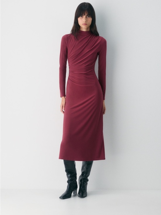 Aritzia Dresses & Skirts - Aritzia Wilfred Sz S Fernanda Raspberry Long Sleeves Midi Dress